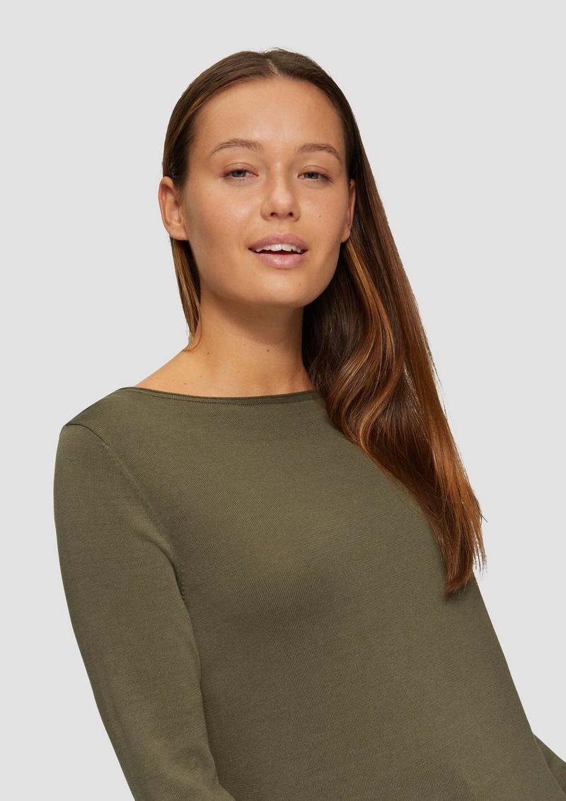s.Oliver Leichter Feinstrickpullover mit Rollkante - olivgrün