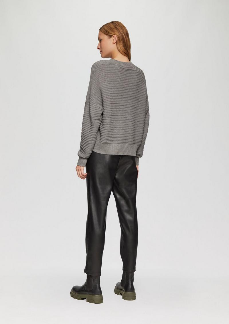 s.Oliver Oversized Strickpullover mit Strukturdetails - graphit
