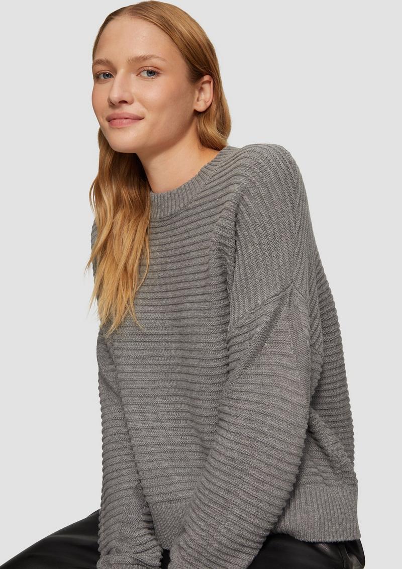 s.Oliver Oversized Strickpullover mit Strukturdetails - graphit