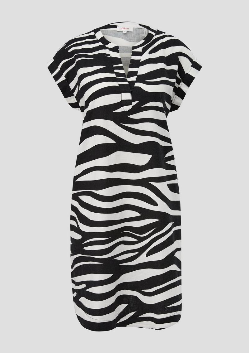 s.Oliver Midi-Kleid mit Tunika-Ausschnitt - schwarz