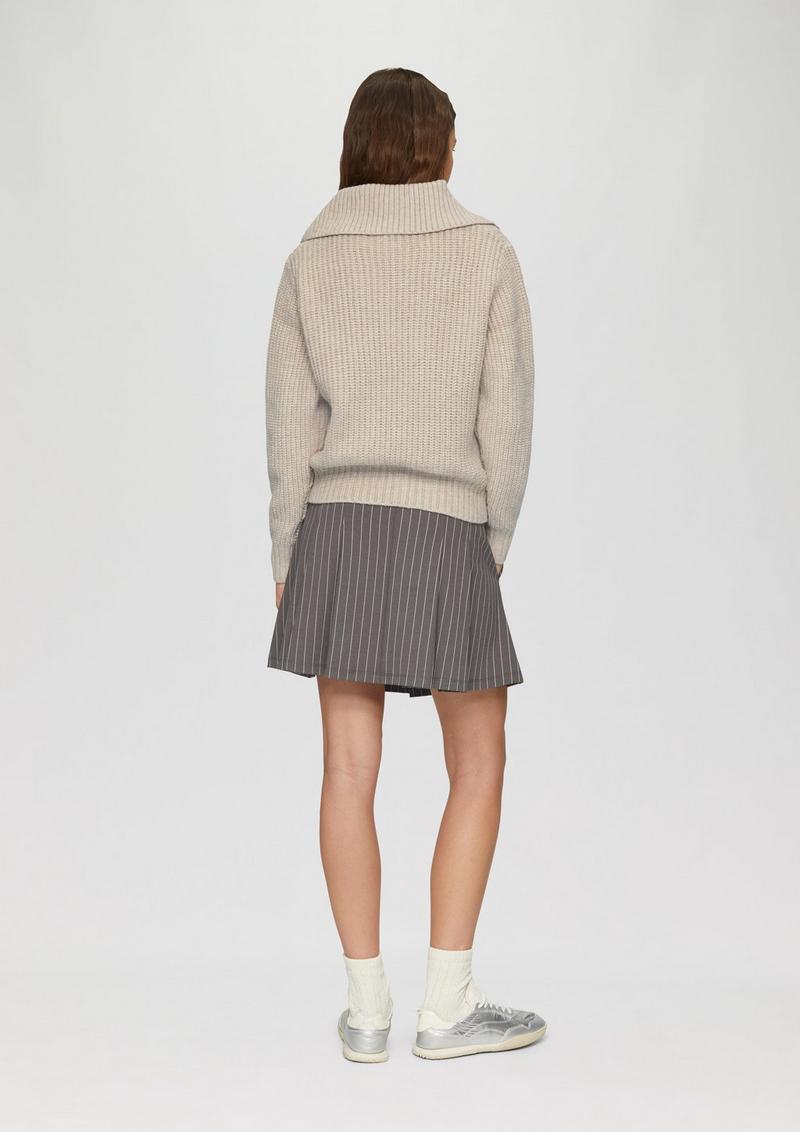 s.Oliver Strickpullover mit Troyer-Kragen - helles beige