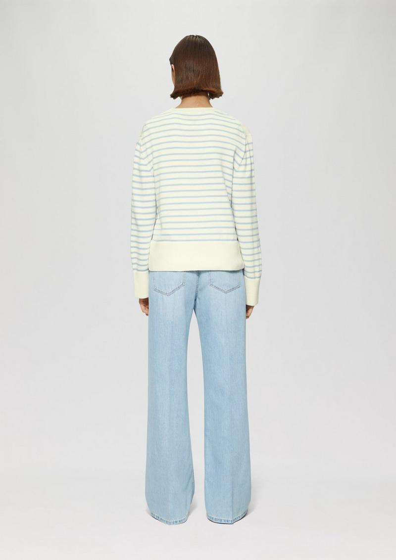 s.Oliver Rundhals-Pullover im Streifenmix - creme