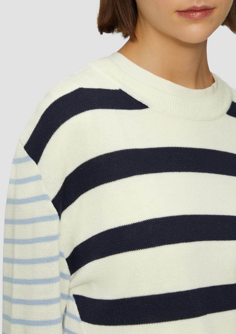 s.Oliver Rundhals-Pullover im Streifenmix - creme