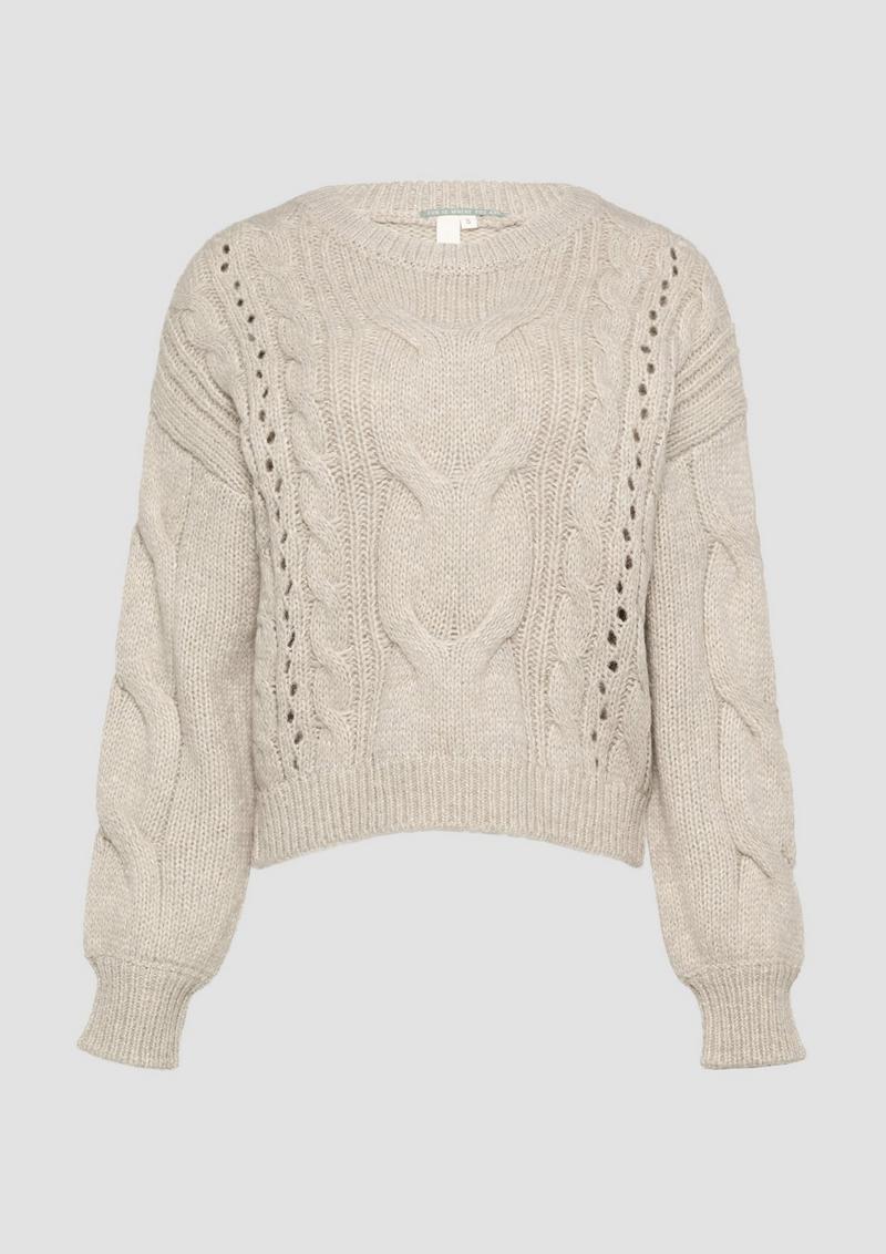 s.Oliver Softer Zopfstrickpullover mit überschnittenen Schultern - helles beige
