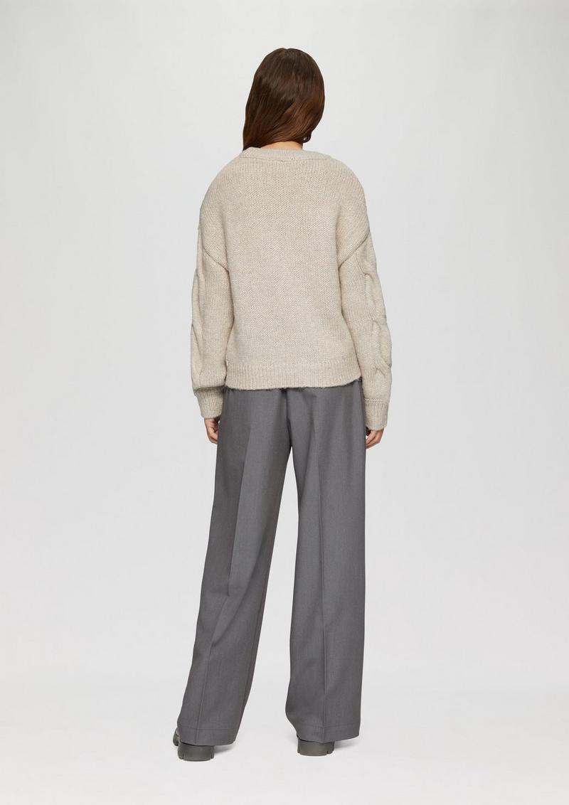 s.Oliver Softer Zopfstrickpullover mit überschnittenen Schultern - helles beige