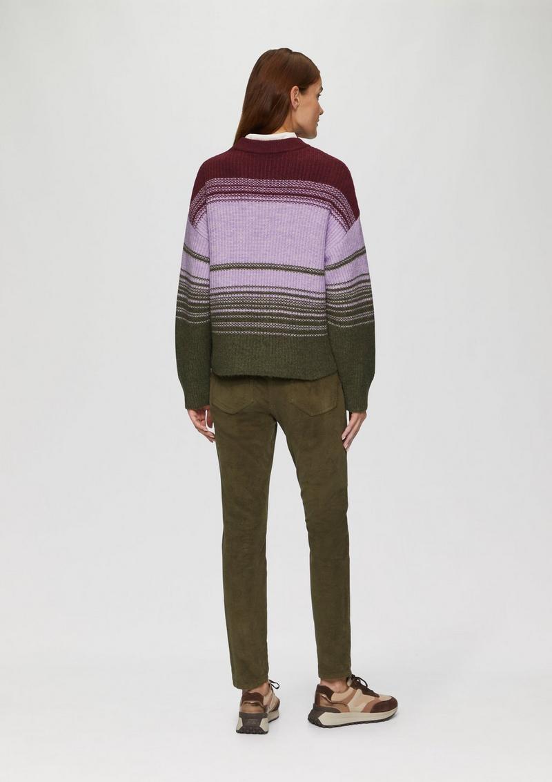 s.Oliver Gestreifter Strickpullover im Relaxed Fit - olivgrün
