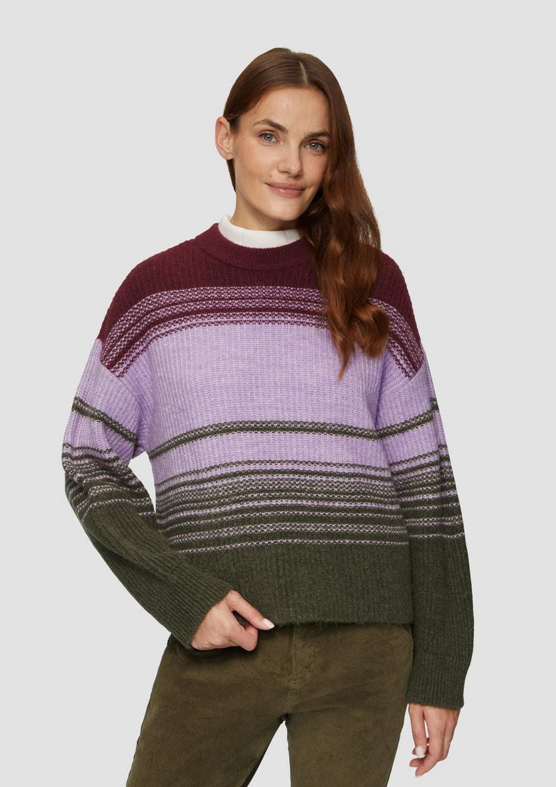 s.Oliver Gestreifter Strickpullover im Relaxed Fit - olivgrün