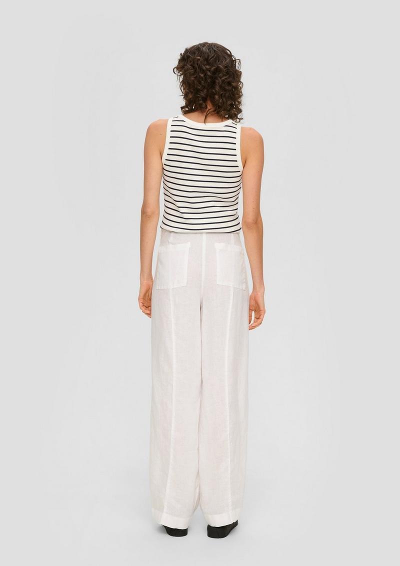 s.Oliver Regular: Leinenhose mit weitem Bein - weiß