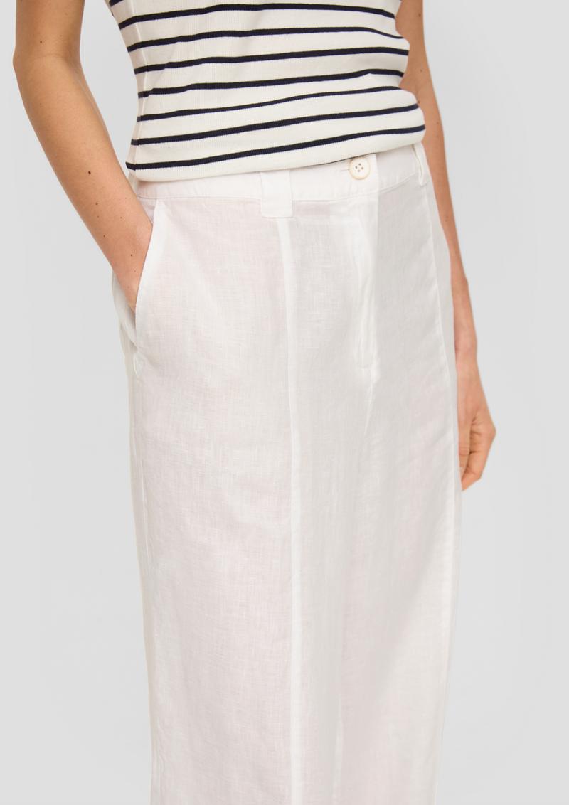s.Oliver Regular: Leinenhose mit weitem Bein - weiß