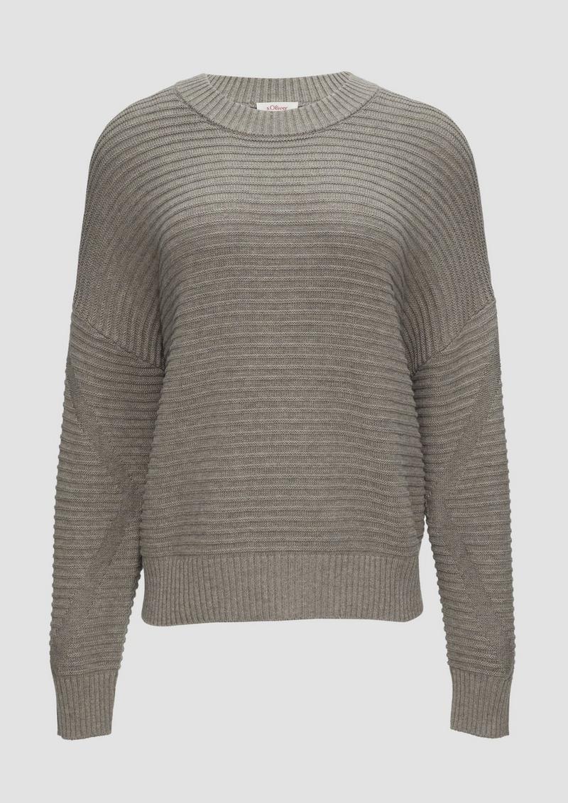 s.Oliver Oversized Strickpullover mit Strukturdetails - hellbraun