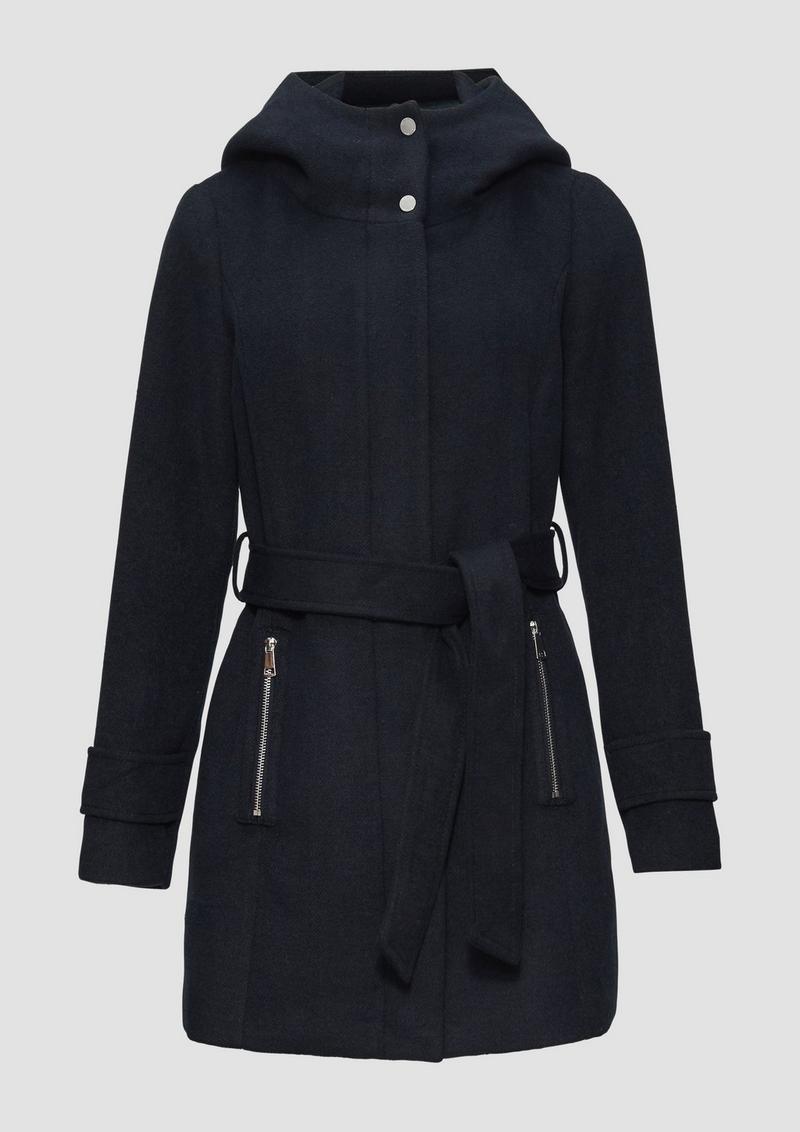 s.Oliver Kurzer Wollmantel mit Bindegürtel - navy