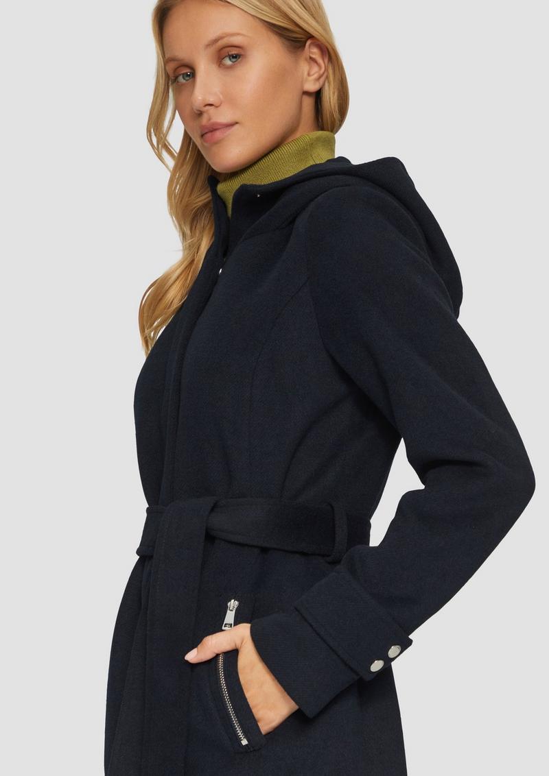 s.Oliver Kurzer Wollmantel mit Bindegürtel - navy