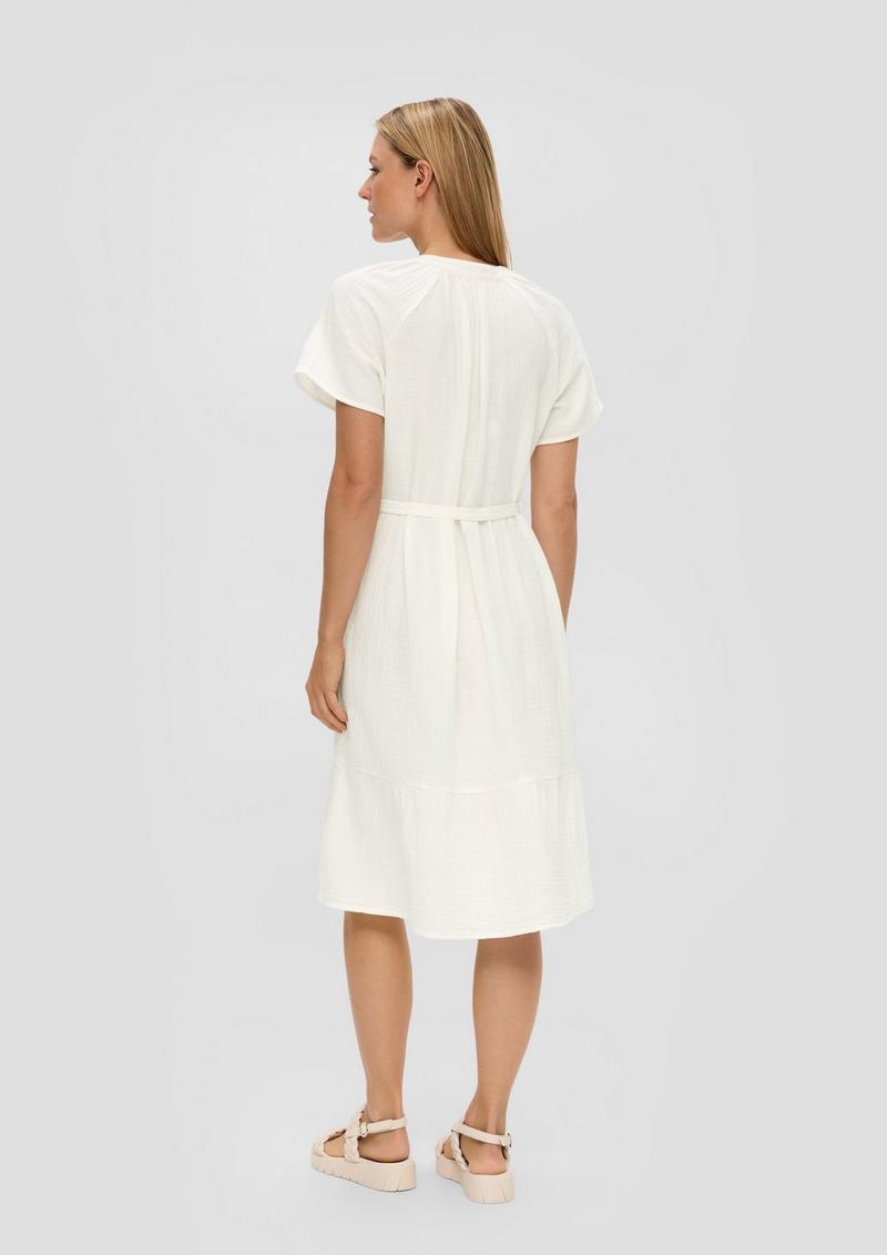 s.Oliver Baumwollkleid mit Raffung und Eingrifftaschen - ecru