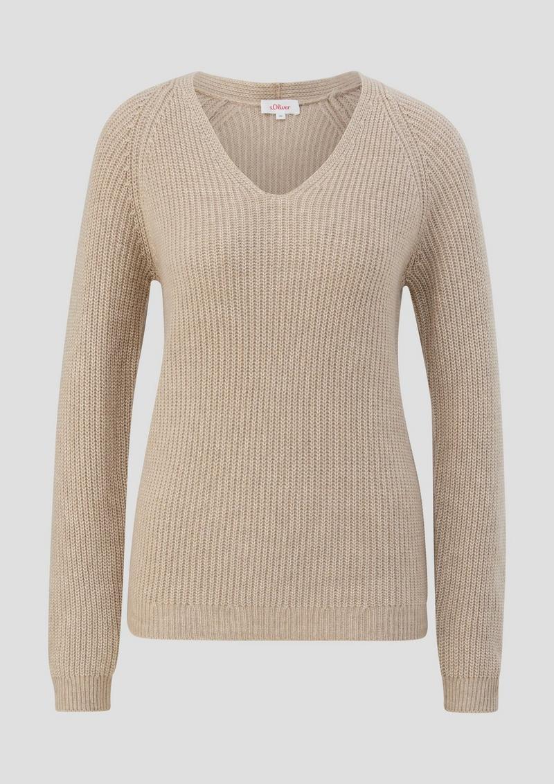 s.Oliver Strickpullover mit Rippstruktur - helles beige