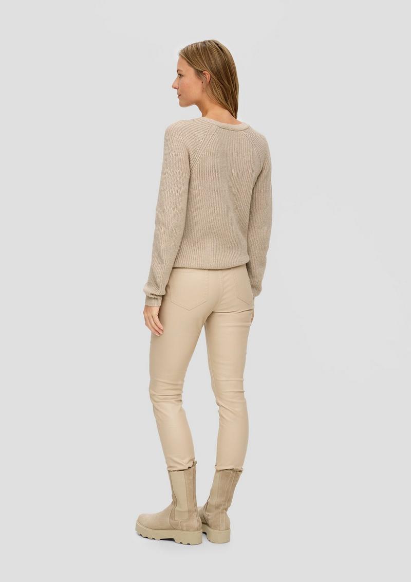 s.Oliver Strickpullover mit Rippstruktur - helles beige