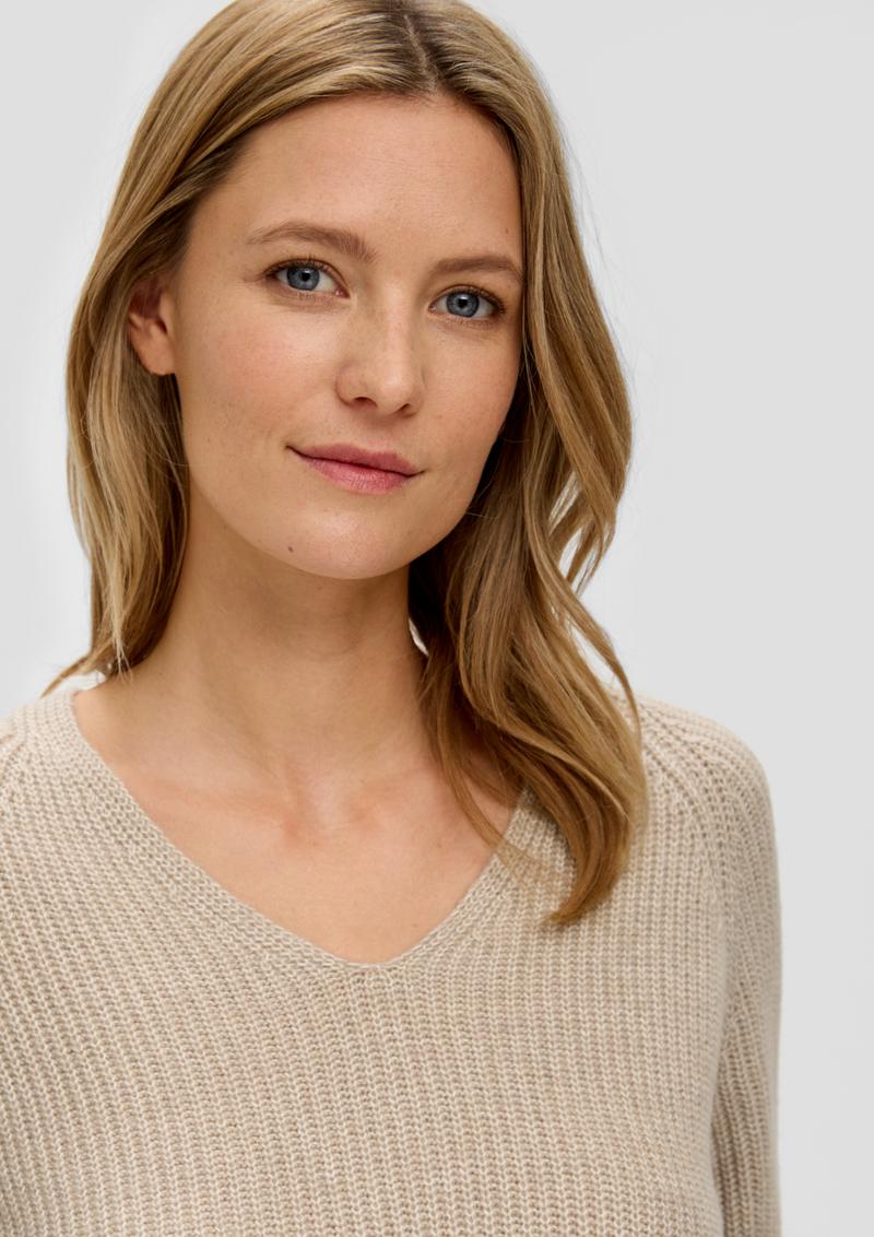 s.Oliver Strickpullover mit Rippstruktur - helles beige