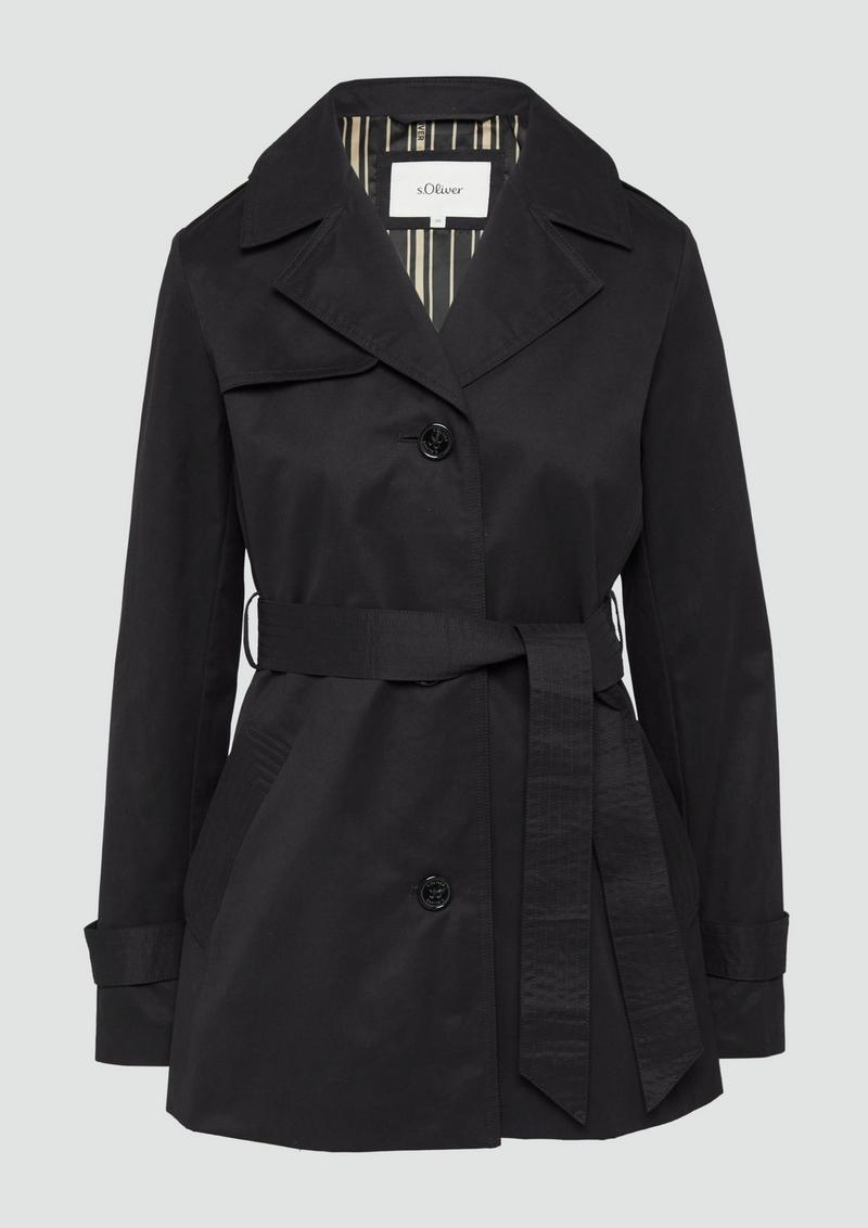 s.Oliver Kurzer Trench mit Gürtel - schwarz