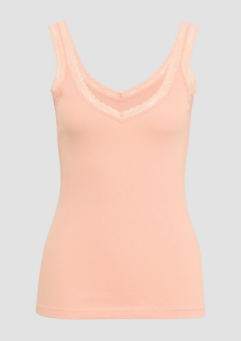 s.Oliver Pyjama-Tank Top mit Spitzen-Detail - hellorange