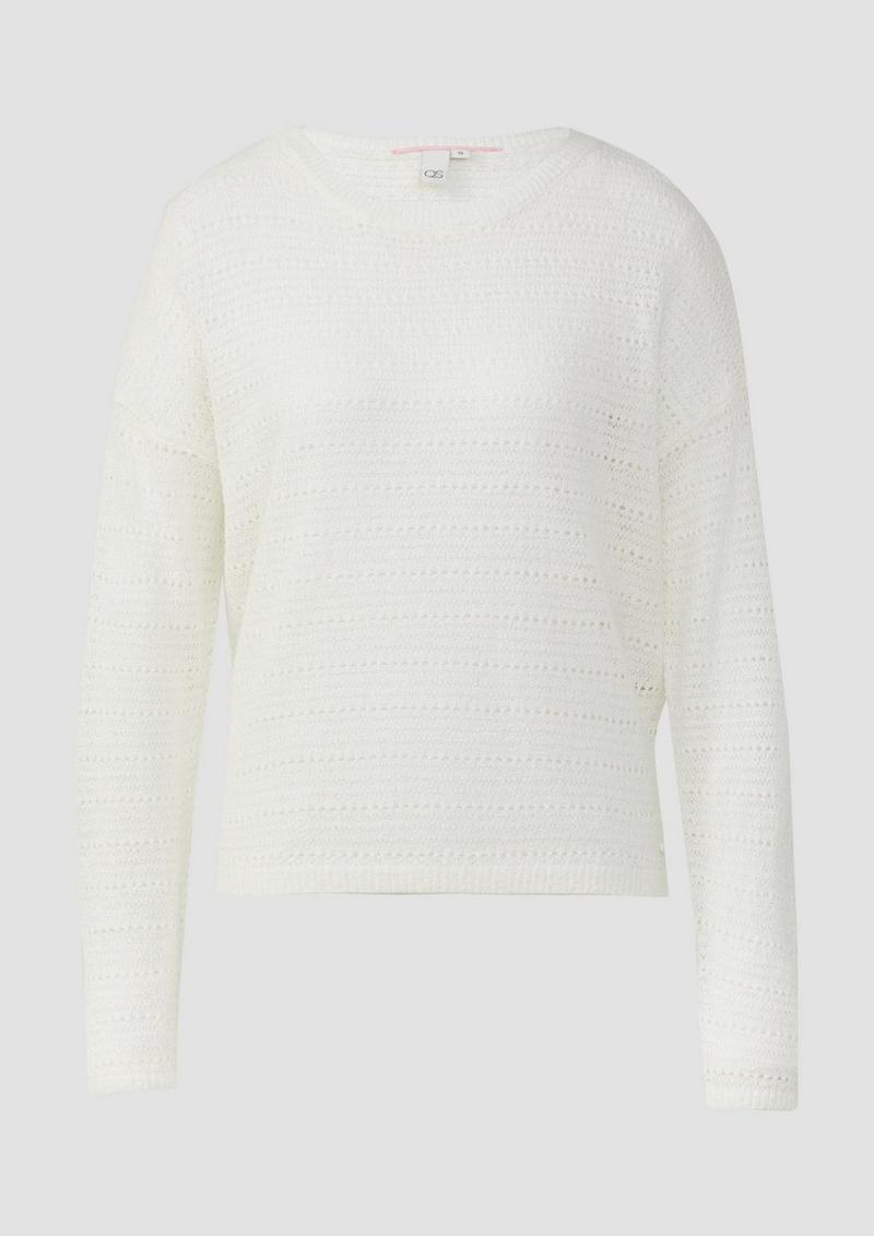 s.Oliver leichter Pullover mit Ajourmuster - ecru