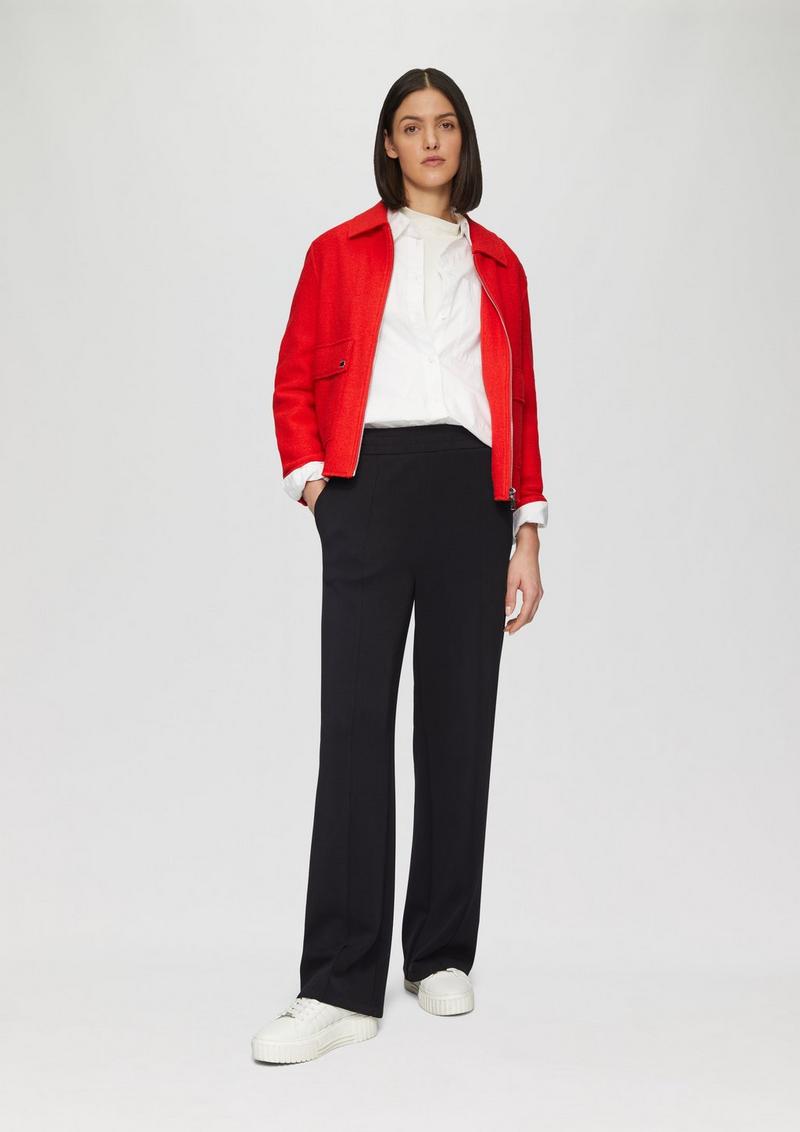 s.Oliver Regular: Scuba-Hose mit Wide Leg - schwarz