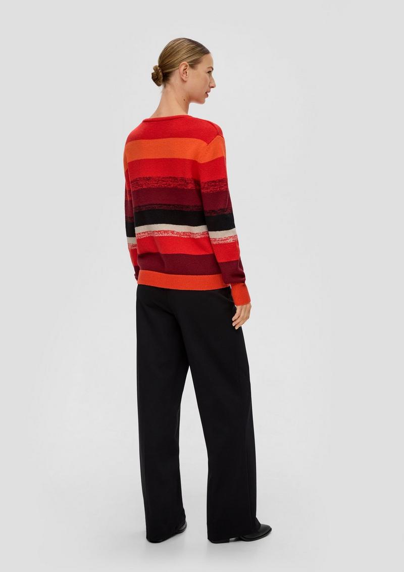 s.Oliver Strickpullover mit Farbverlauf-Streifen - preiselbeere