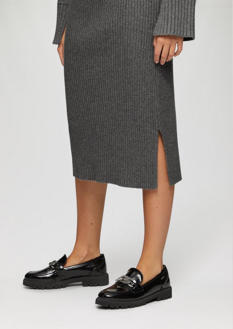 s.Oliver Elastischer Midi-Strickrock mit Seitenschlitz - graphit