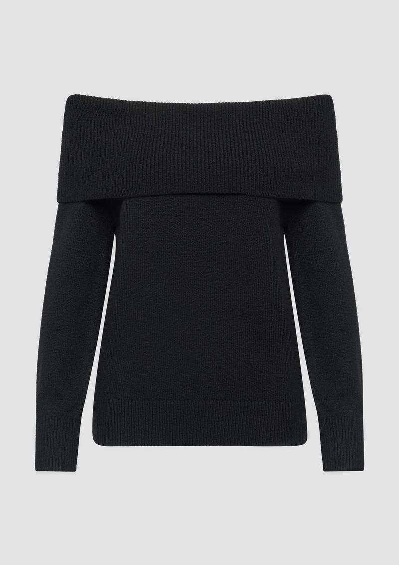 s.Oliver Off-Shoulder Strickpullover mit Rippbündchen - schwarz