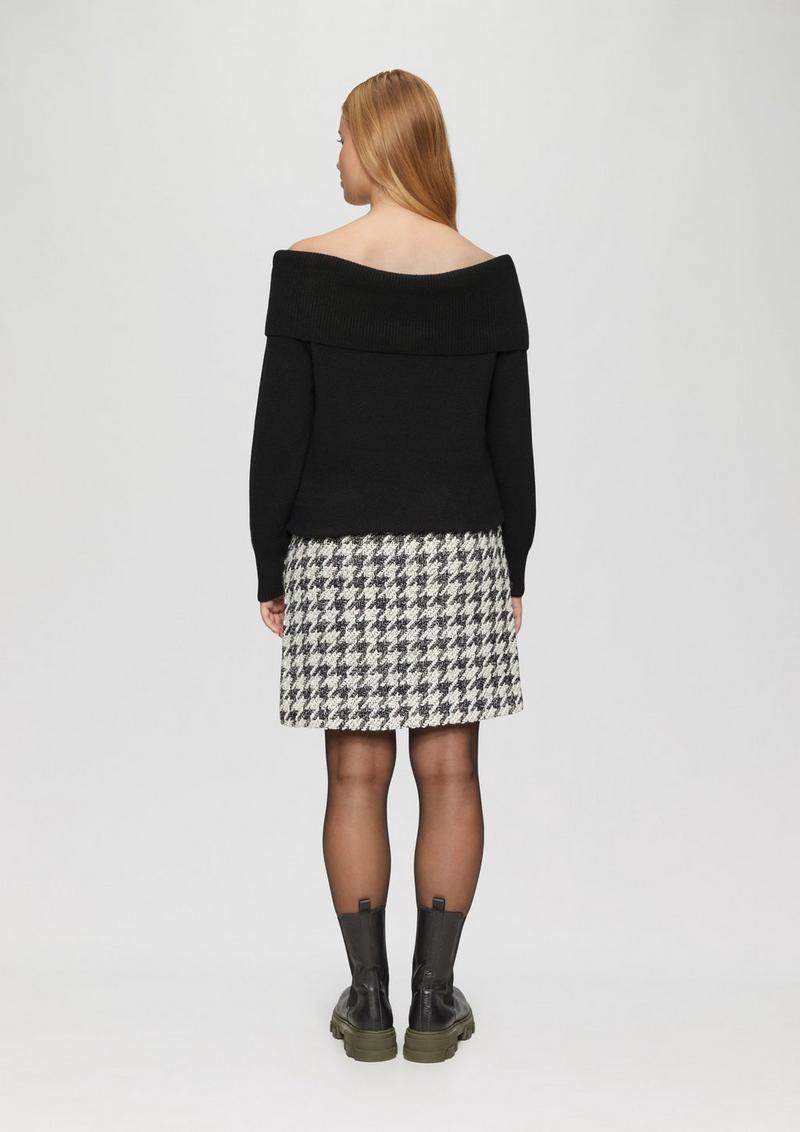 s.Oliver Off-Shoulder Strickpullover mit Rippbündchen - schwarz