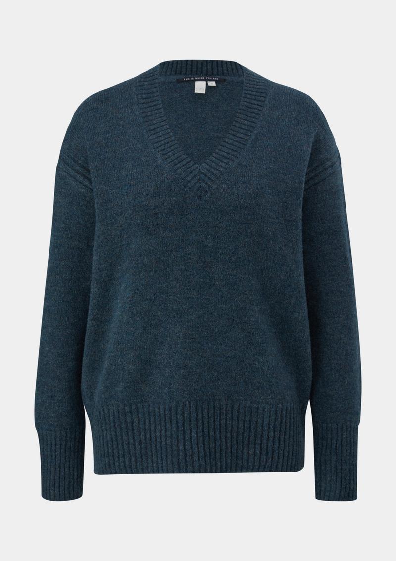 s.Oliver Strickpullover mit V-Ausschnitt - petrol