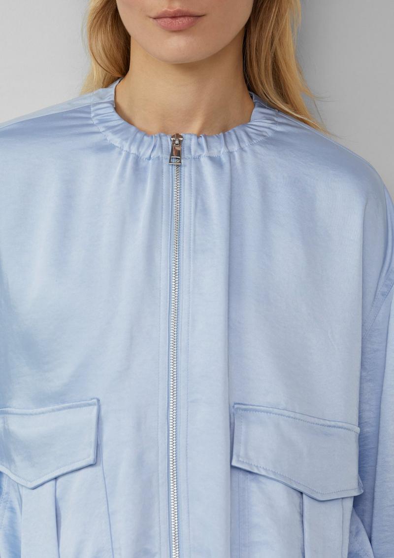 s.Oliver Satin-Blouson mit aufgesetzten Taschen und elastischem Saum - hellblau
