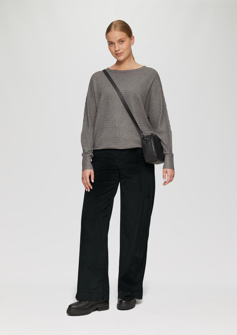 s.Oliver Wide-Leg-Hose aus Samt mit elastischem Bund - schwarz