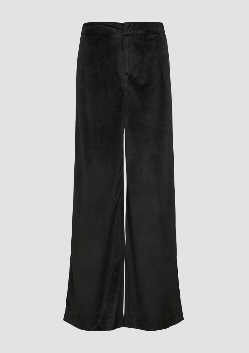 s.Oliver Wide-Leg-Hose aus Samt mit elastischem Bund - schwarz