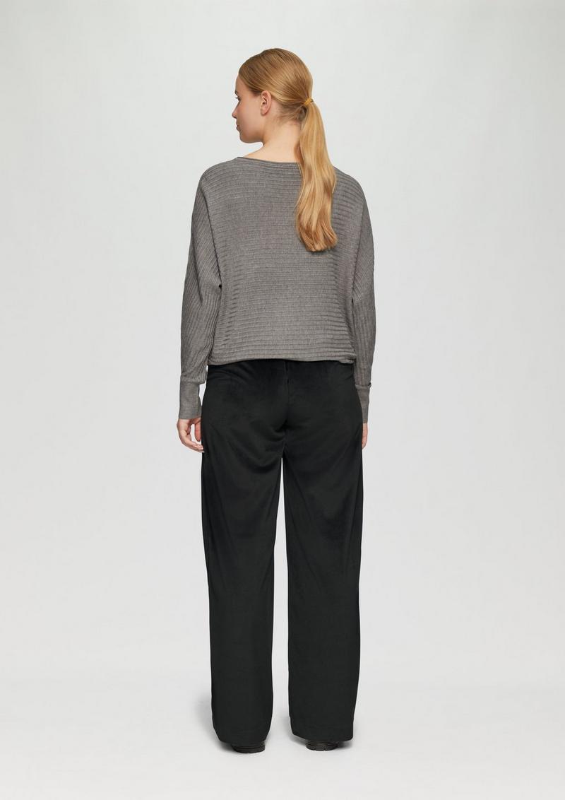 s.Oliver Wide-Leg-Hose aus Samt mit elastischem Bund - schwarz
