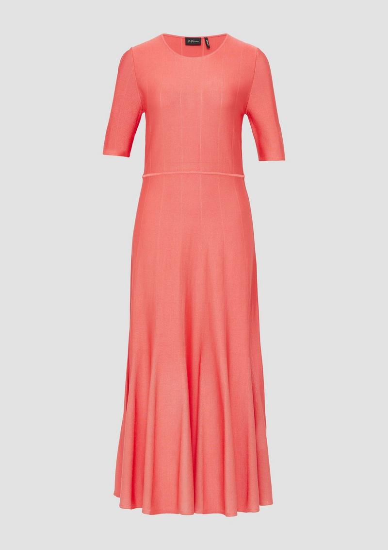 s.Oliver Ausgestelltes Feinstrick-Kleid mit Strickmuster - korallrot