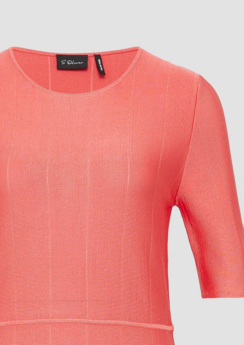 s.Oliver Ausgestelltes Feinstrick-Kleid mit Strickmuster - korallrot