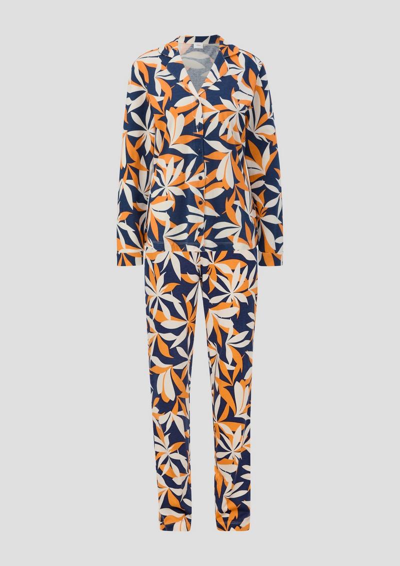 s.Oliver Gemustertes Pyjama-Set - blau