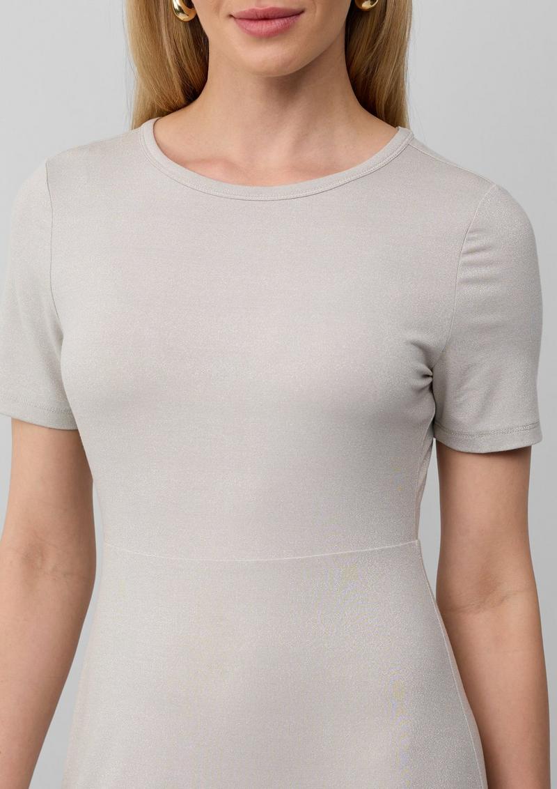s.Oliver Tailliertes Midikleid aus Viskosemix aus Glitzergarn - helles beige
