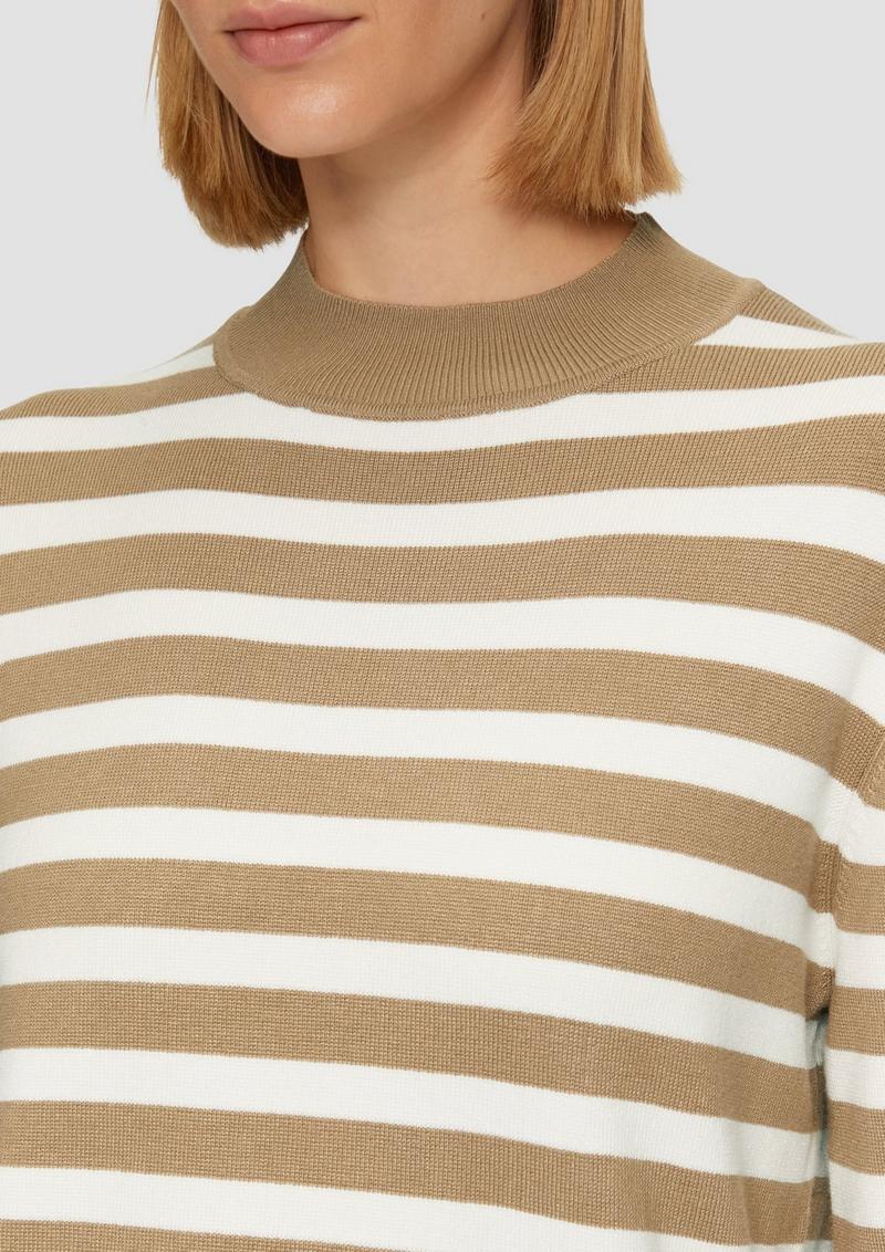 s.Oliver Gestreifter Strickpullover mit ausgestellten Ärmeln - sandstein