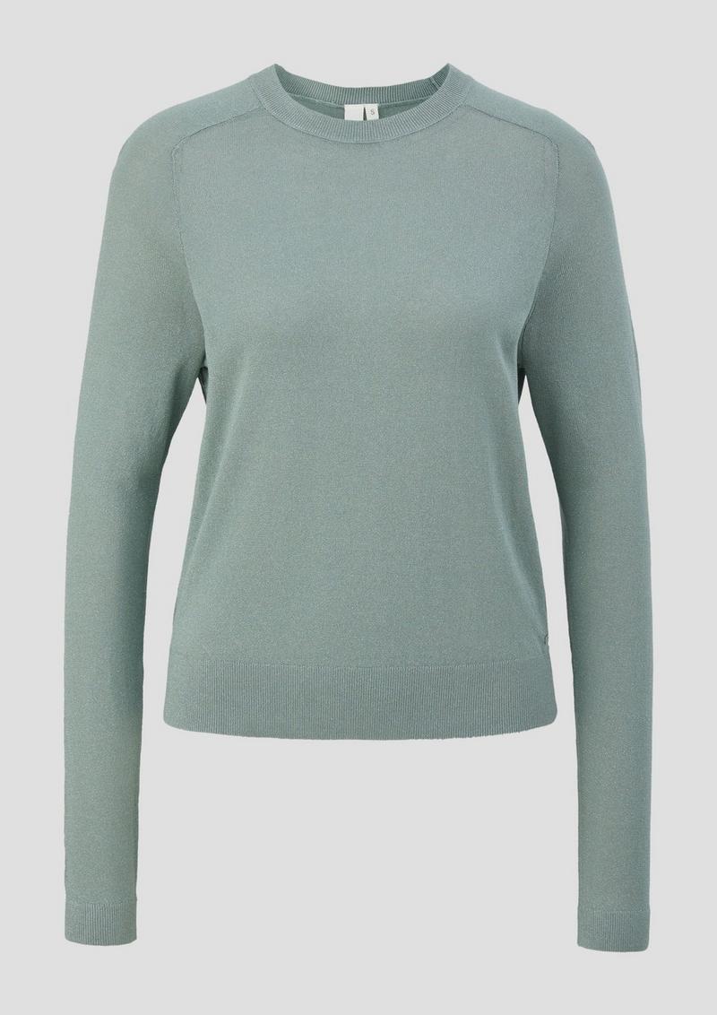s.Oliver Feinstrickpullover in Glitzeroptik - salbeigrün