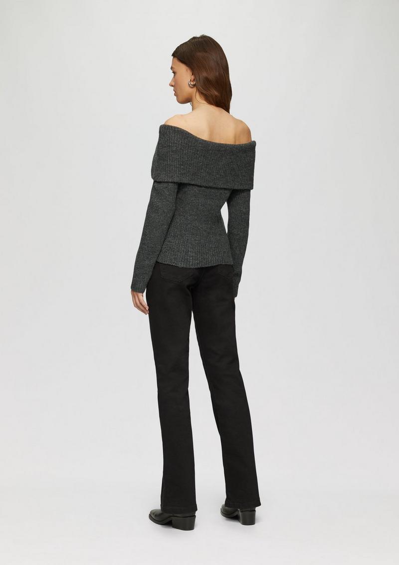 s.Oliver Rippstrickpullover mit Offshoulder-Ausschnitt - schwarz