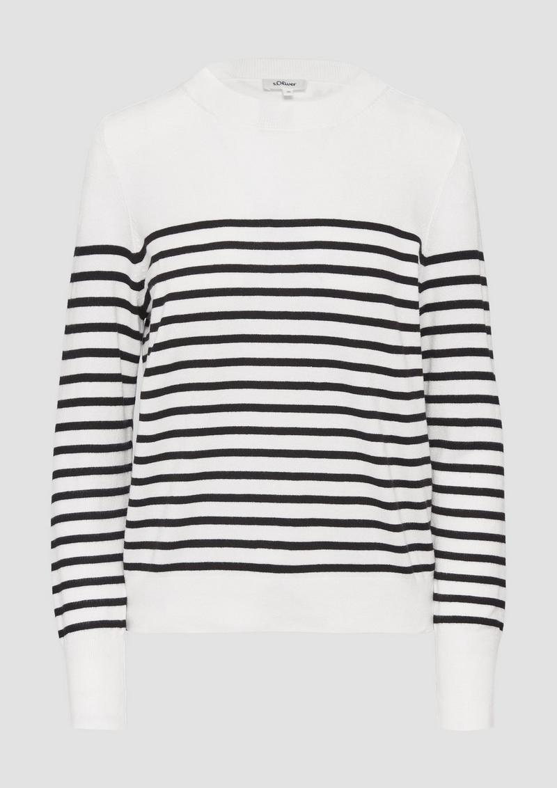 s.Oliver Gestreifter Pullover aus Viskosemix - ecru