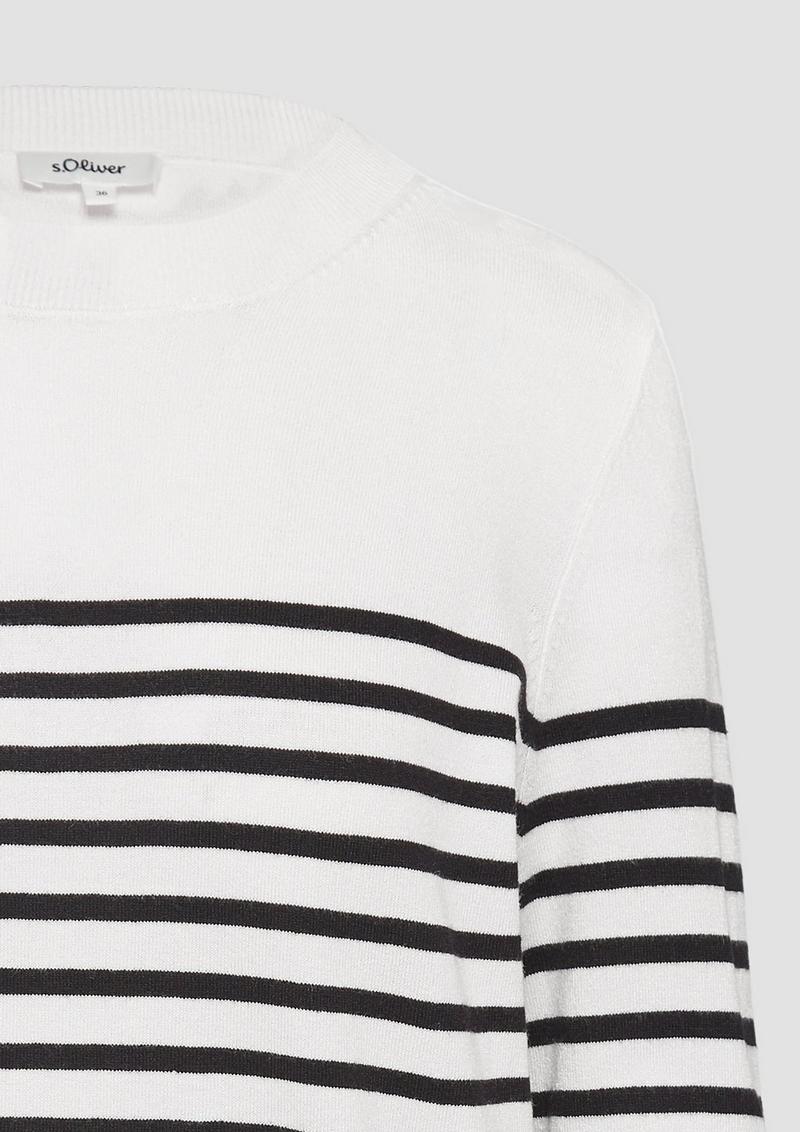 s.Oliver Gestreifter Pullover aus Viskosemix - ecru