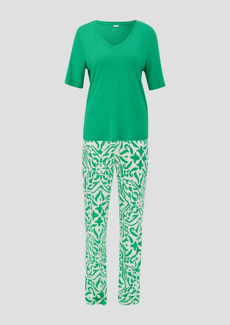 s.Oliver Pyjama-Set mit langer Hose - grün