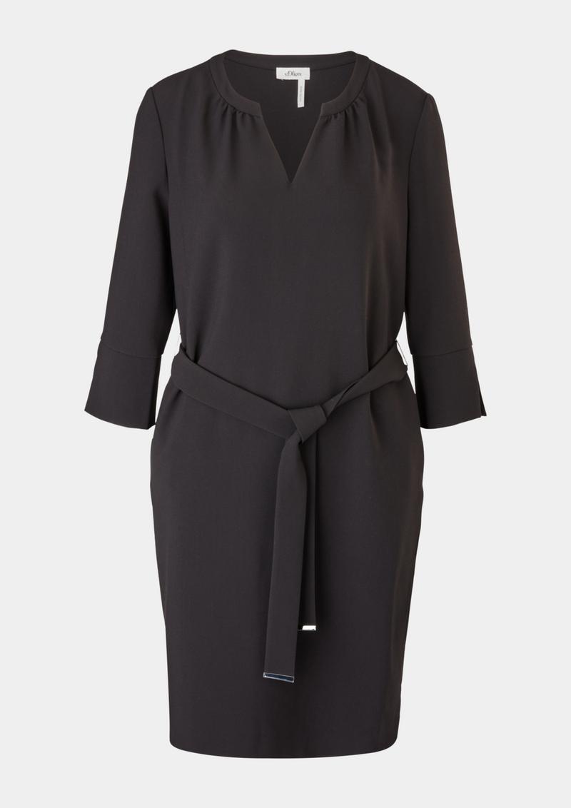 s.Oliver Elegantes Stretchkleid mit Gürtel - schwarz