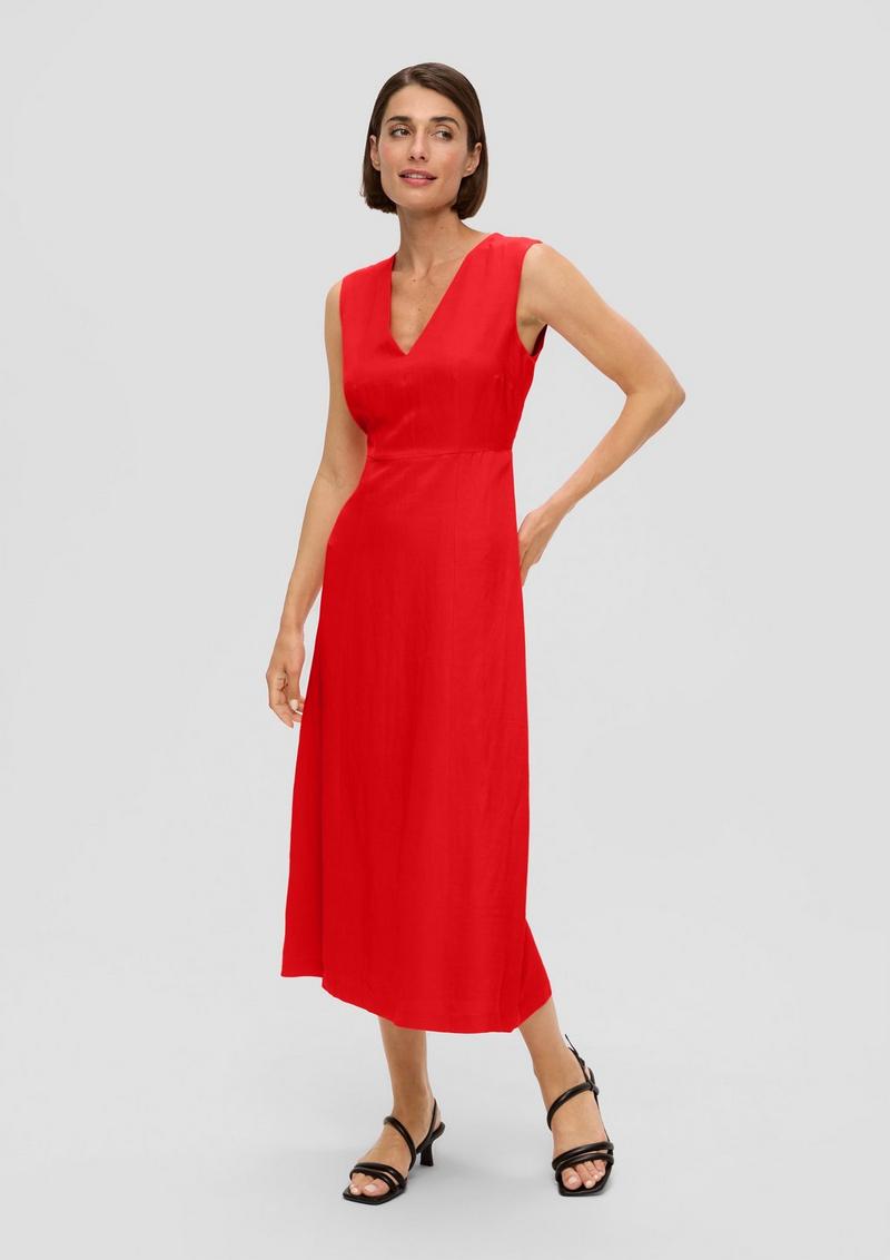 s.Oliver Maxi-Kleid aus Leinenmix - preiselbeere
