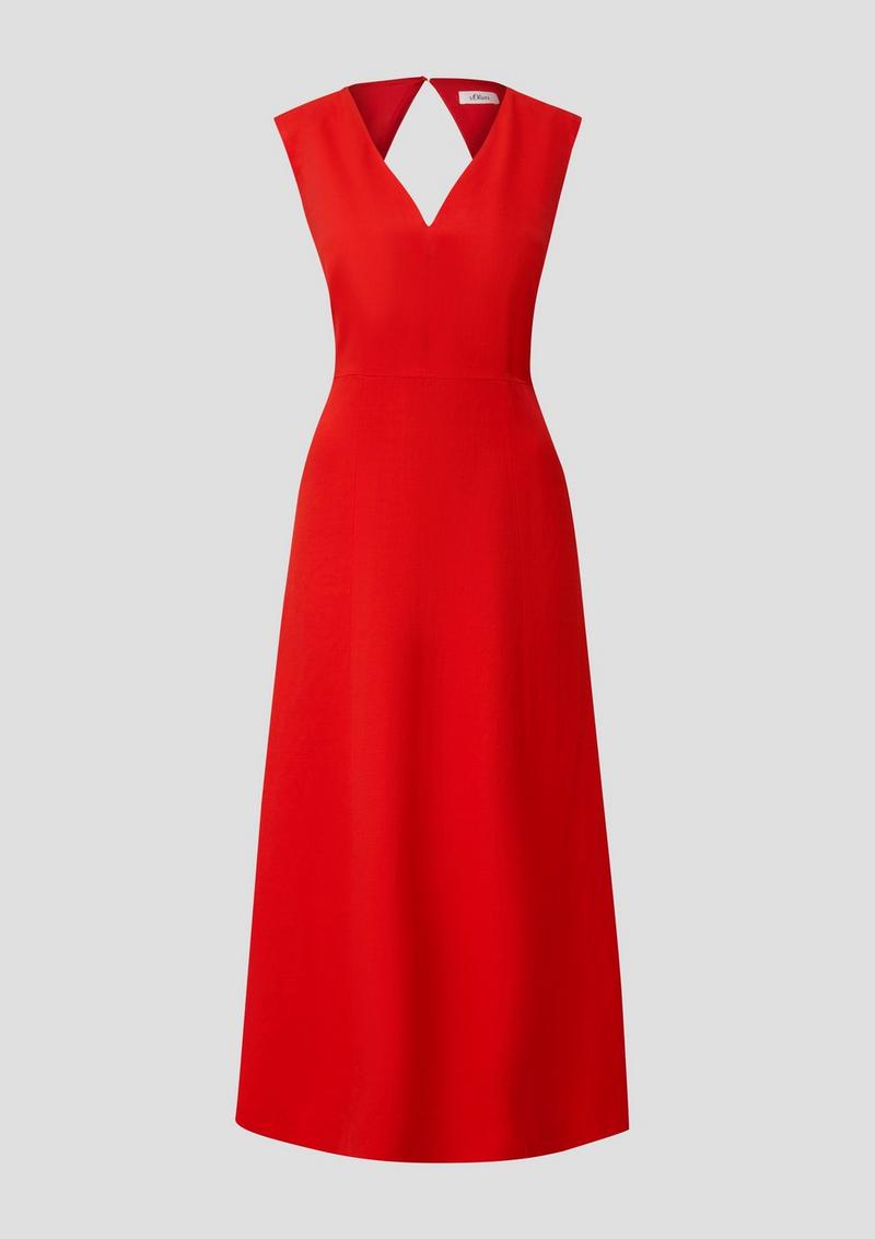 s.Oliver Maxi-Kleid aus Leinenmix - preiselbeere