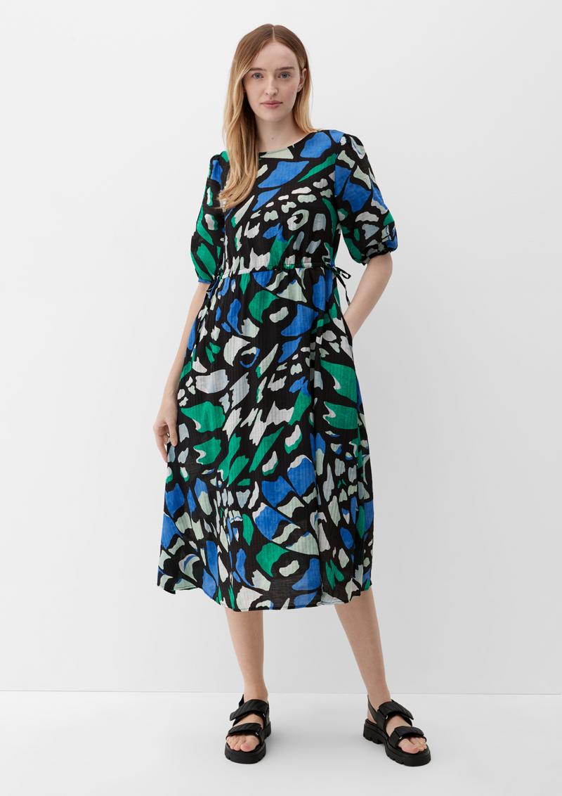 s.Oliver Viskosekleid mit Allover-Muster - schwarz