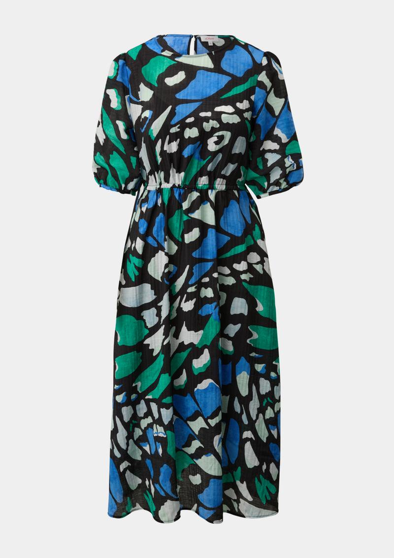 s.Oliver Viskosekleid mit Allover-Muster - schwarz