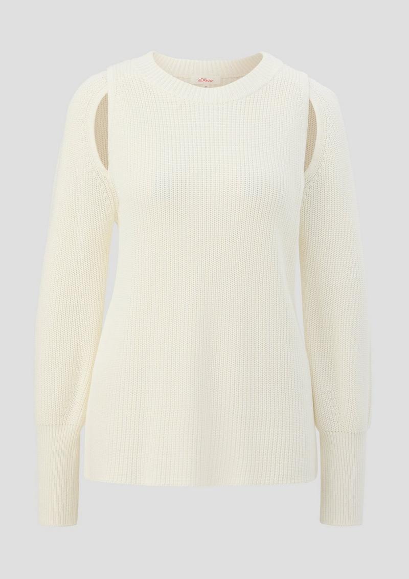 s.Oliver Strickpullover aus Baumwollmix - ecru
