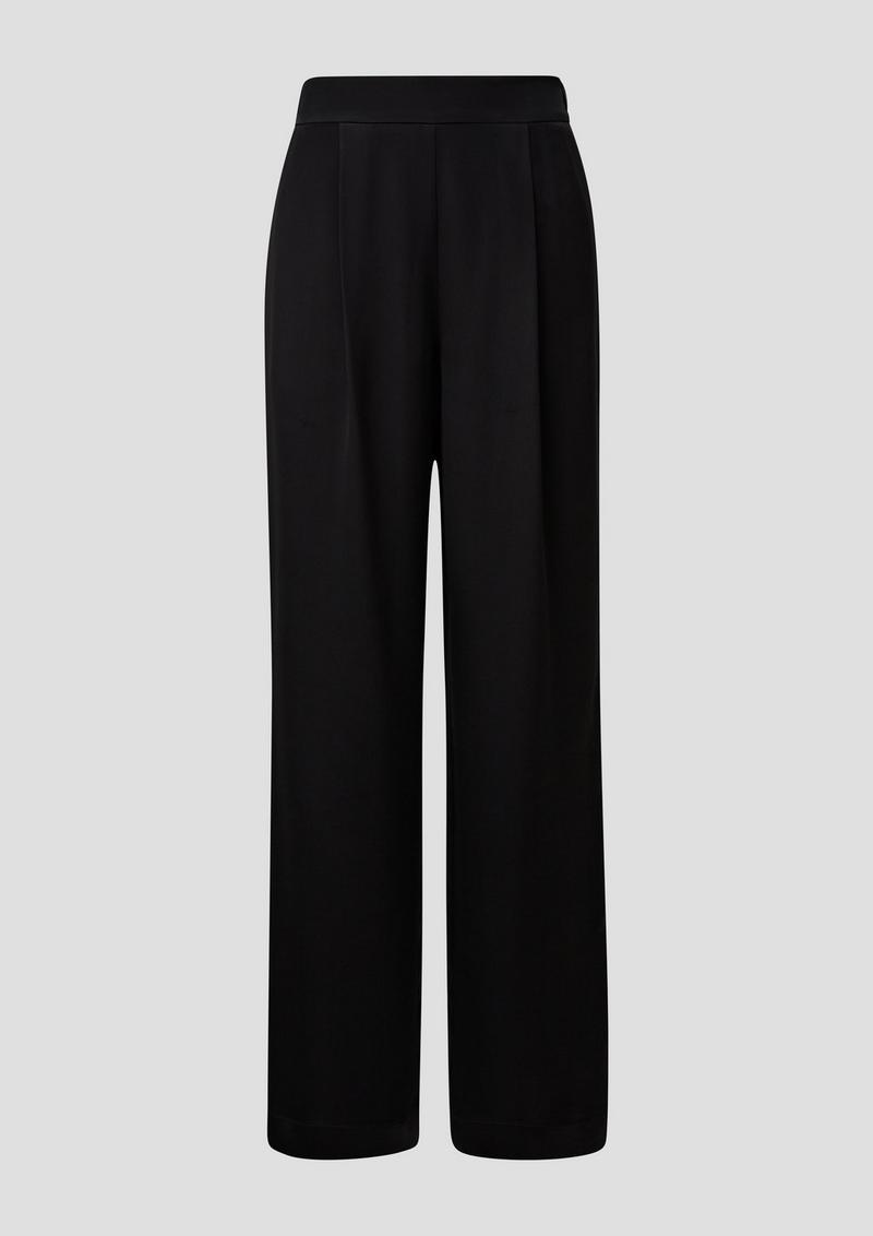 s.Oliver Regular: Weite Hose aus Satin - schwarz